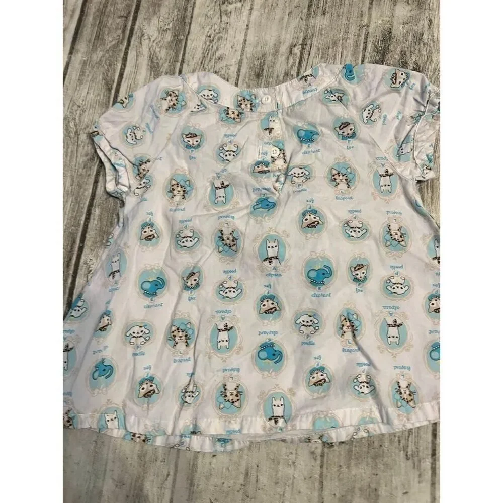 Girls white and blue shirt short sleeve‎ size 3T